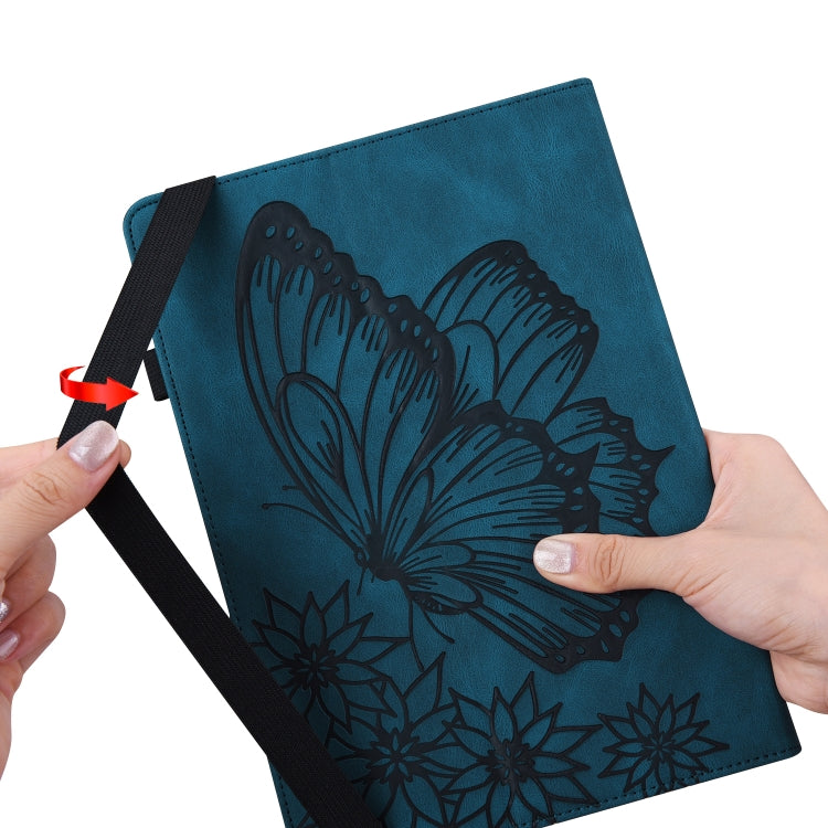 For Huawei MatePad T 10s Big Butterfly Embossed Leather Tablet Case(Blue)