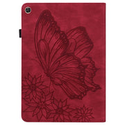 For Huawei MatePad T 10s Big Butterfly Embossed Leather Tablet Case(Red)
