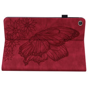 For Huawei MatePad T 10s Big Butterfly Embossed Leather Tablet Case(Red)