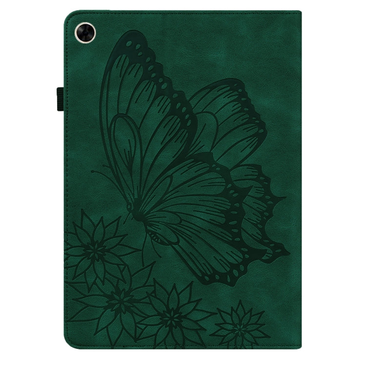 For Realme Pad Big Butterfly Embossed Leather Tablet Case(Green)