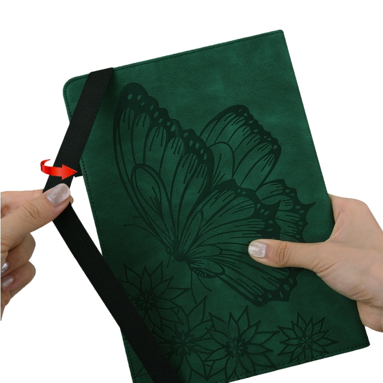 For Realme Pad Big Butterfly Embossed Leather Tablet Case(Green)