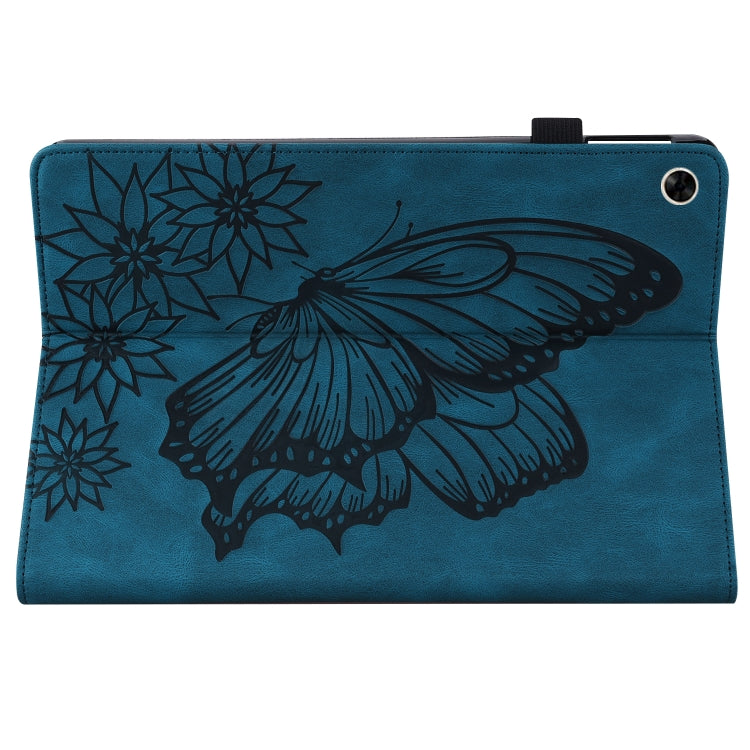 For Realme Pad Big Butterfly Embossed Leather Tablet Case(Blue)