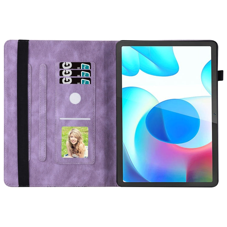 For Realme Pad Big Butterfly Embossed Leather Tablet Case(Purple)