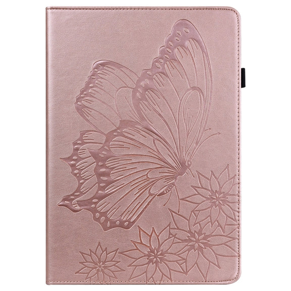 For Realme Pad Big Butterfly Embossed Leather Tablet Case(Rose Gold)