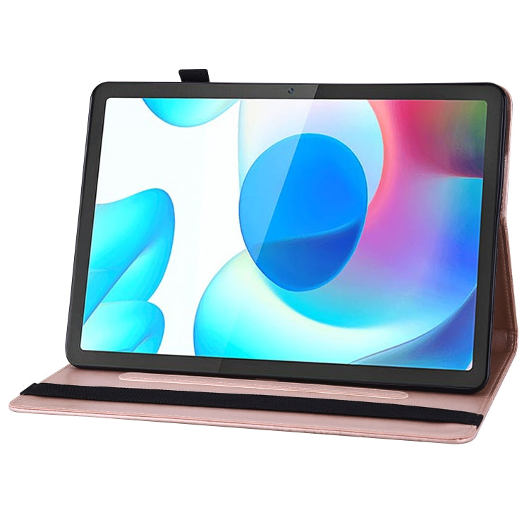 For Realme Pad Big Butterfly Embossed Leather Tablet Case(Rose Gold)