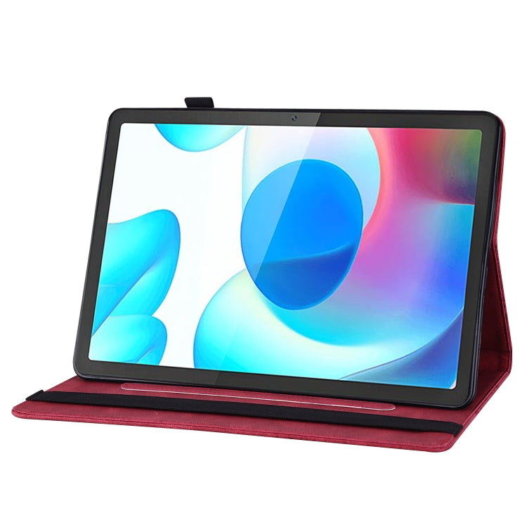 For Realme Pad Big Butterfly Embossed Leather Tablet Case(Red)
