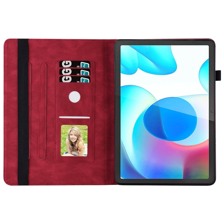 For Realme Pad Big Butterfly Embossed Leather Tablet Case(Red)