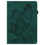 For Lenovo Tab M10 X505L Big Butterfly Embossed Leather Tablet Case(Green)