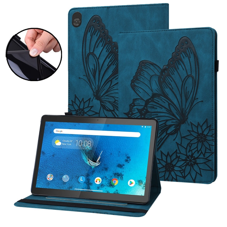 For Lenovo Tab M10 X505L Big Butterfly Embossed Leather Tablet Case(Blue)