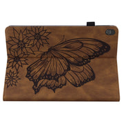 For Lenovo Tab M10 X505L Big Butterfly Embossed Leather Tablet Case(Brown)