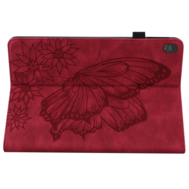For Lenovo Tab M10 X505L Big Butterfly Embossed Leather Tablet Case(Red)
