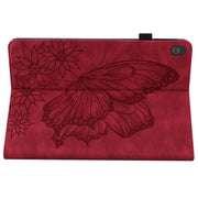 For Lenovo Tab M10 X505L Big Butterfly Embossed Leather Tablet Case(Red)