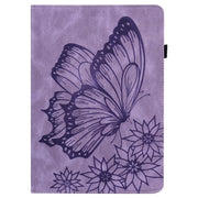 For Lenovo Tab M10 Plus 10.6 3rd Gen 2022 Big Butterfly Embossed Leather Tablet Case(Purple)