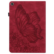 For Lenovo M10 Plus X606F Big Butterfly Embossed Leather Tablet Case(Red)