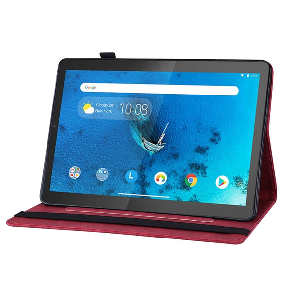 For Lenovo M10 Plus X606F Big Butterfly Embossed Leather Tablet Case(Red)
