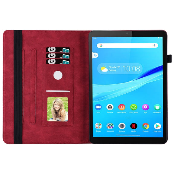 For Lenovo M10 Plus X606F Big Butterfly Embossed Leather Tablet Case(Red)