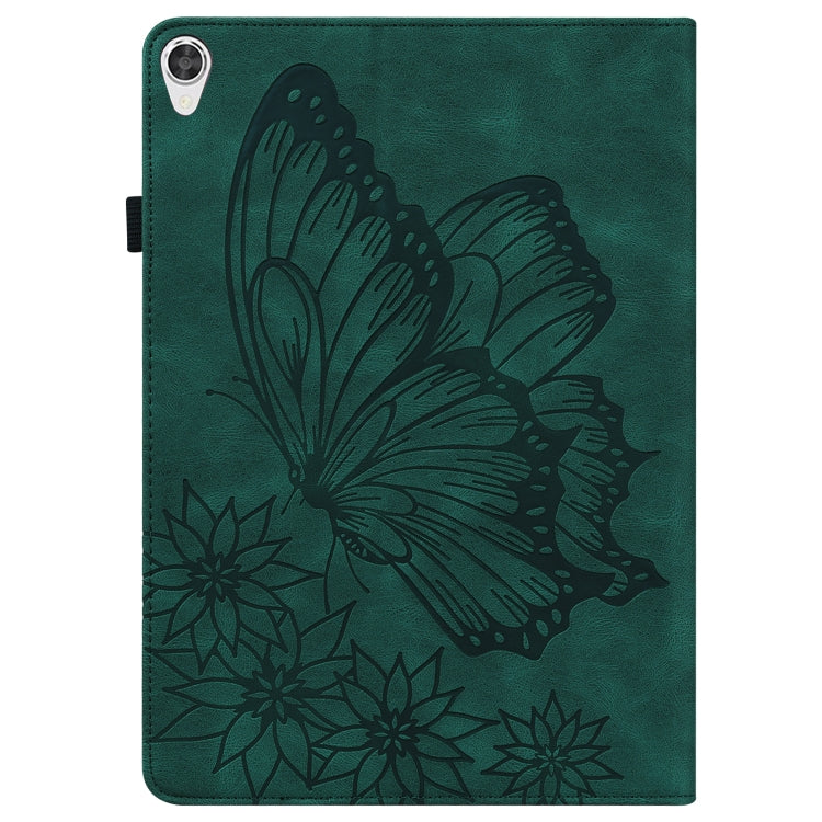 For Lenovo Tab P11 Big Butterfly Embossed Leather Tablet Case(Green)