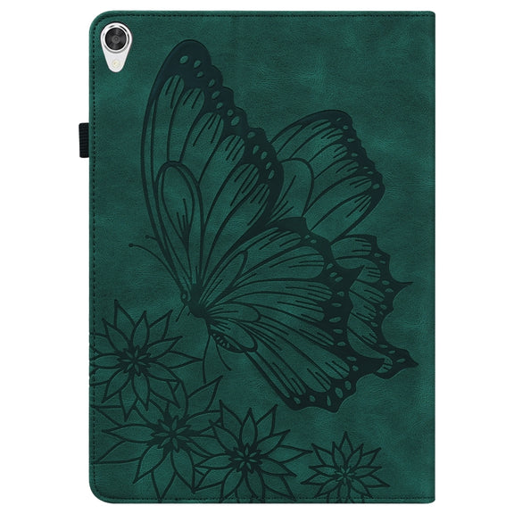 For Lenovo Tab P11 Big Butterfly Embossed Leather Tablet Case(Green)