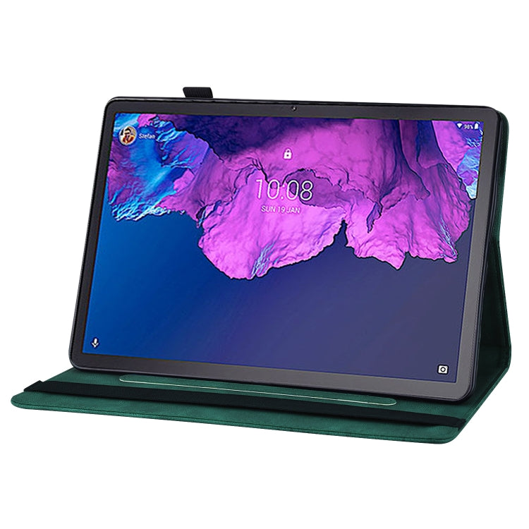 For Lenovo Tab P11 Big Butterfly Embossed Leather Tablet Case(Green)