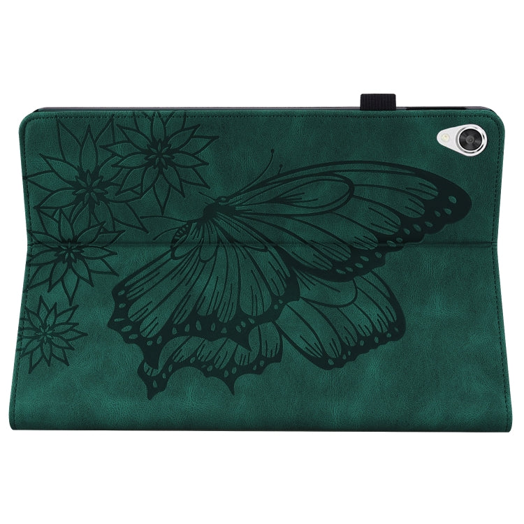 For Lenovo Tab P11 Big Butterfly Embossed Leather Tablet Case(Green)