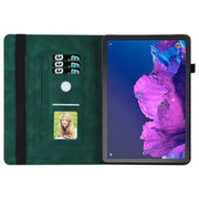 For Lenovo Tab P11 Big Butterfly Embossed Leather Tablet Case(Green)