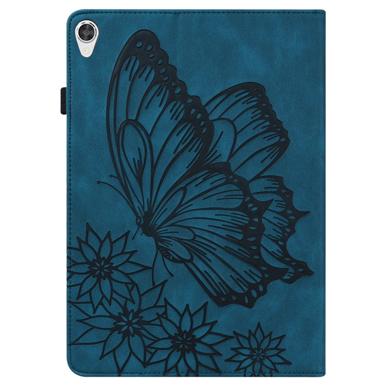 For Lenovo Tab P11 Big Butterfly Embossed Leather Tablet Case(Blue)