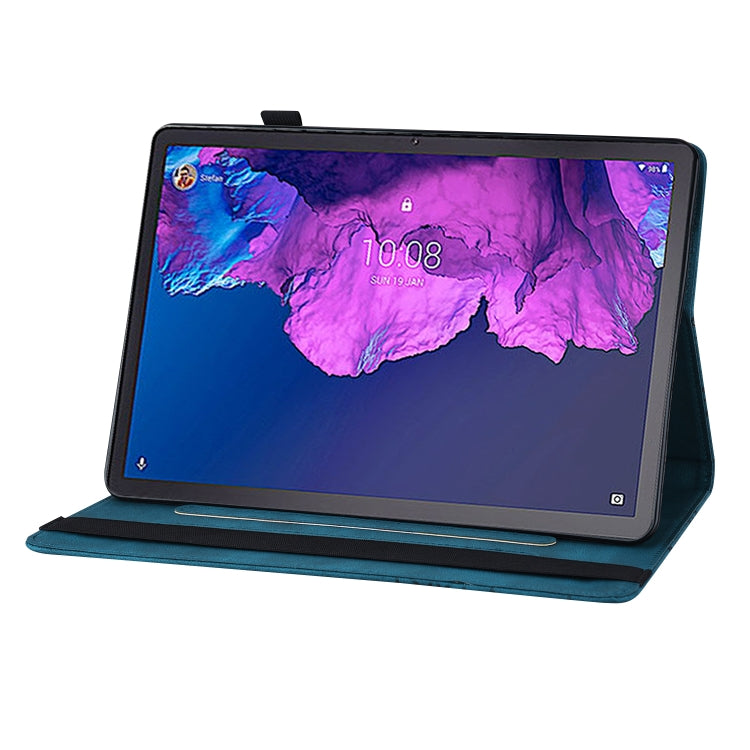 For Lenovo Tab P11 Big Butterfly Embossed Leather Tablet Case(Blue)
