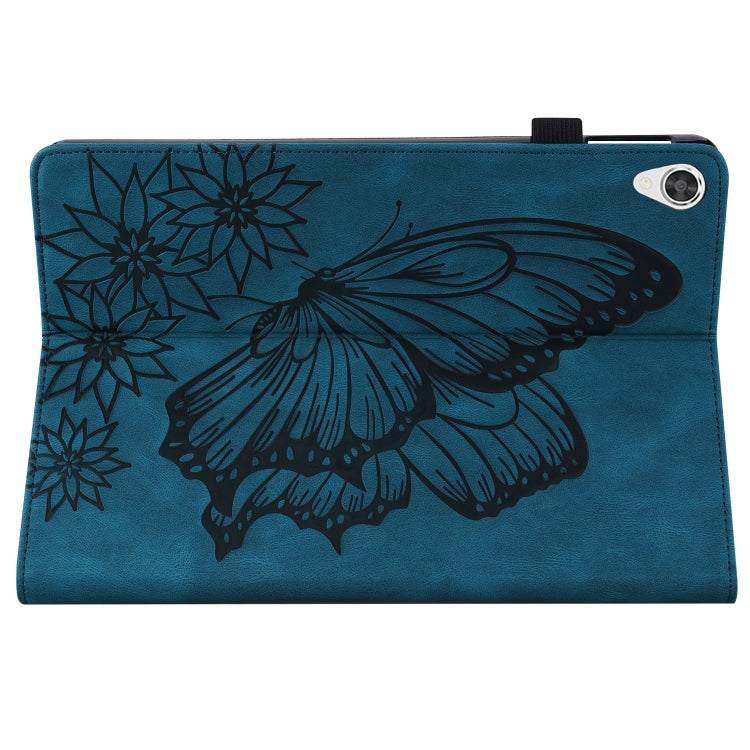For Lenovo Tab P11 Big Butterfly Embossed Leather Tablet Case(Blue)
