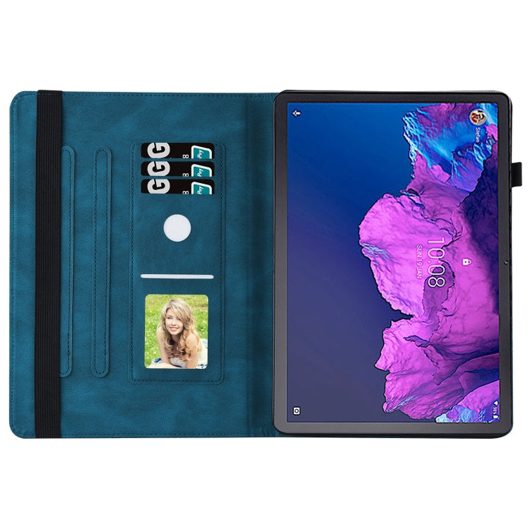 For Lenovo Tab P11 Big Butterfly Embossed Leather Tablet Case(Blue)