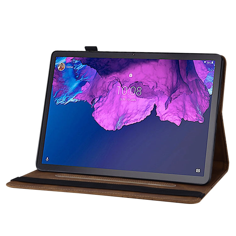 For Lenovo Tab P11 Big Butterfly Embossed Leather Tablet Case(Brown)