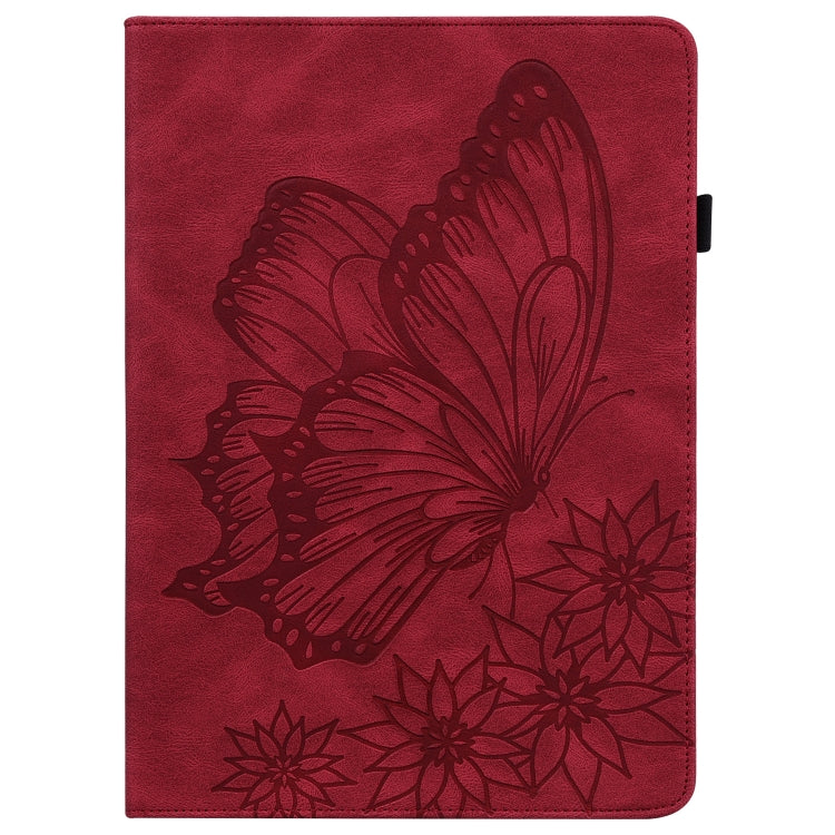 For Lenovo Tab P11 Big Butterfly Embossed Leather Tablet Case(Red)