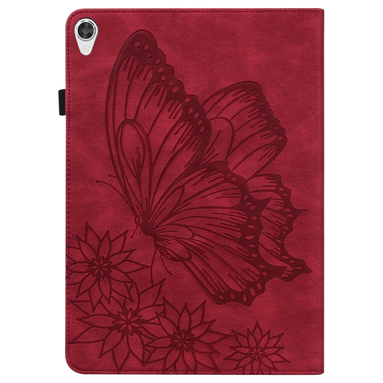For Lenovo Tab P11 Big Butterfly Embossed Leather Tablet Case(Red)