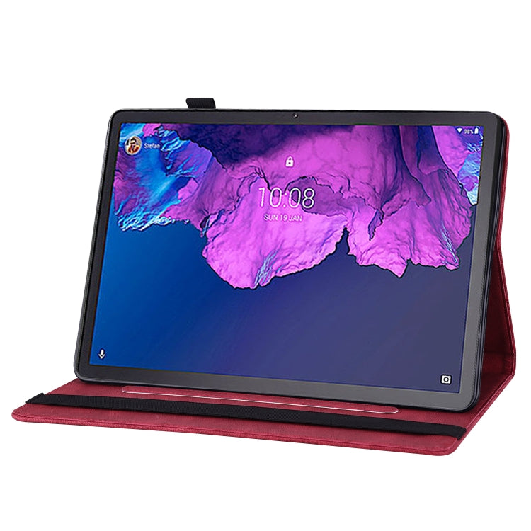 For Lenovo Tab P11 Big Butterfly Embossed Leather Tablet Case(Red)