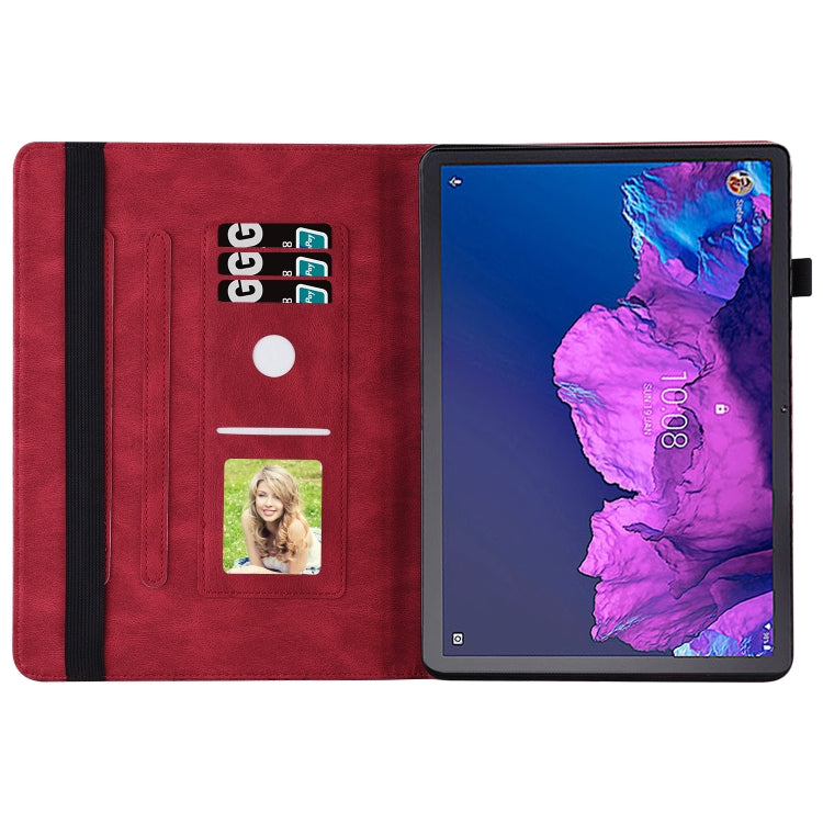 For Lenovo Tab P11 Big Butterfly Embossed Leather Tablet Case(Red)