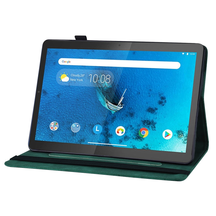 For Lenovo Tab M10 HD 2nd Gen Big Butterfly Embossed Leather Tablet Case(Green)