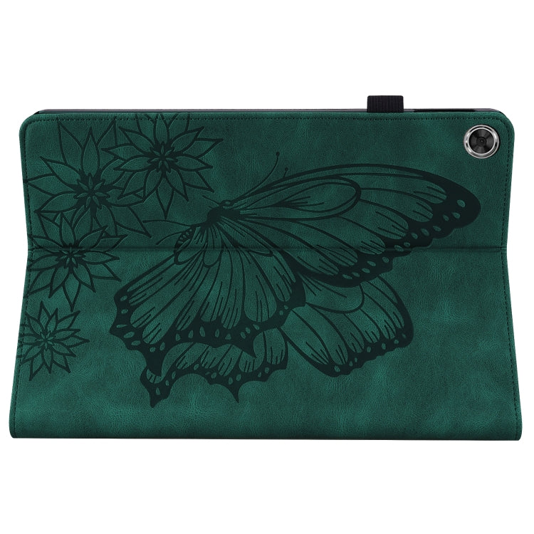 For Lenovo Tab M10 HD 2nd Gen Big Butterfly Embossed Leather Tablet Case(Green)