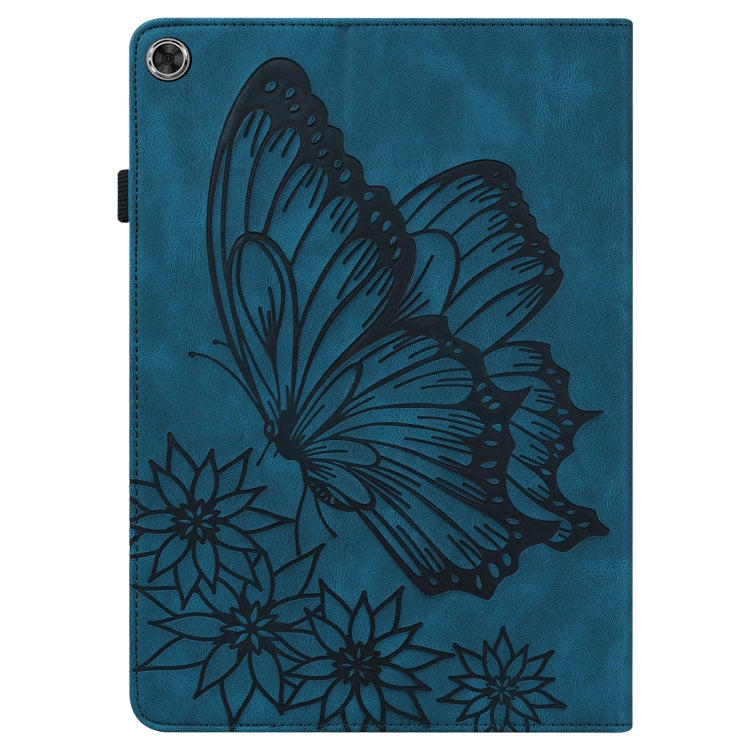 For Lenovo Tab M10 HD 2nd Gen Big Butterfly Embossed Leather Tablet Case(Blue)