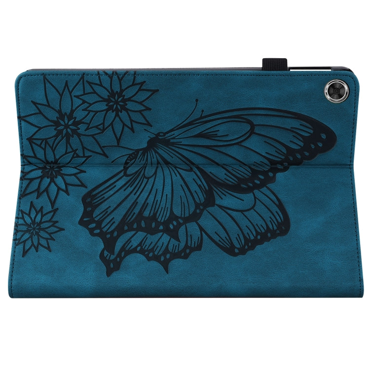 For Lenovo Tab M10 HD 2nd Gen Big Butterfly Embossed Leather Tablet Case(Blue)