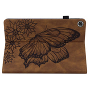 For Lenovo Tab M10 HD 2nd Gen Big Butterfly Embossed Leather Tablet Case(Brown)