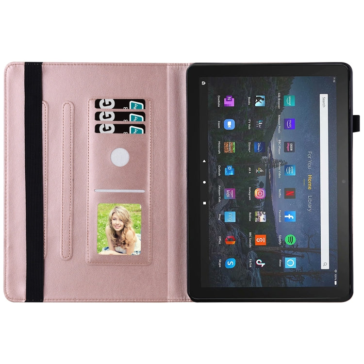 For Amazon Kindle Fire HD 10 / 10 Plus 2021 Big Butterfly Embossed Leather Tablet Case(Rose Gold)