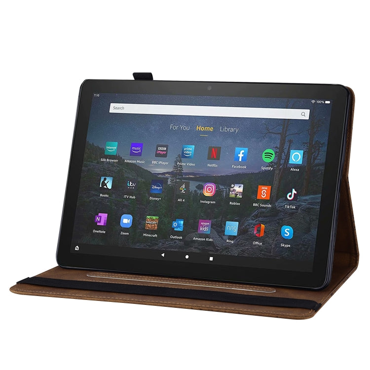 For Amazon Kindle Fire HD 10 / 10 Plus 2021 Big Butterfly Embossed Leather Tablet Case(Brown)