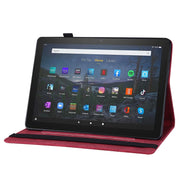 For Amazon Kindle Fire HD 10 / 10 Plus 2021 Big Butterfly Embossed Leather Tablet Case(Red)