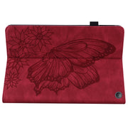 For Amazon Kindle Fire HD 10 / 10 Plus 2021 Big Butterfly Embossed Leather Tablet Case(Red)