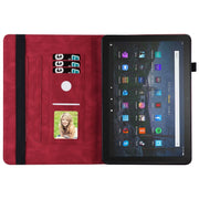For Amazon Kindle Fire HD 10 / 10 Plus 2021 Big Butterfly Embossed Leather Tablet Case(Red)