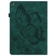 For Amazon Kindle Fire HD 10 2019 / 2017 Big Butterfly Embossed Smart Leather Tablet Case(Green)