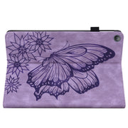 For Amazon Kindle Fire HD 10 2019 / 2017 Big Butterfly Embossed Smart Leather Tablet Case(Purple)