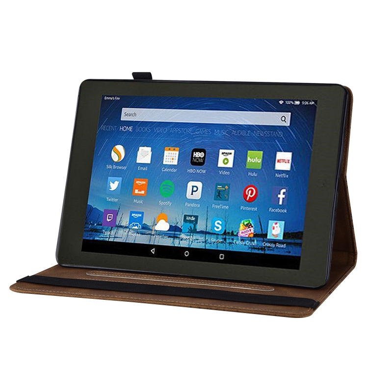 For Amazon Kindle Fire HD 10 2019 / 2017 Big Butterfly Embossed Smart Leather Tablet Case(Brown)