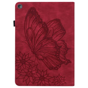 For Amazon Kindle Fire HD 10 2019 / 2017 Big Butterfly Embossed Smart Leather Tablet Case(Red)