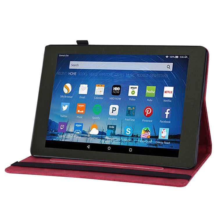 For Amazon Kindle Fire HD 10 2019 / 2017 Big Butterfly Embossed Smart Leather Tablet Case(Red)