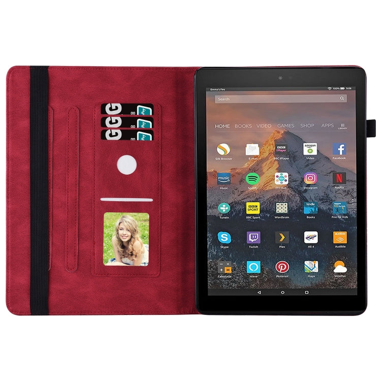 For Amazon Kindle Fire HD 10 2019 / 2017 Big Butterfly Embossed Smart Leather Tablet Case(Red)
